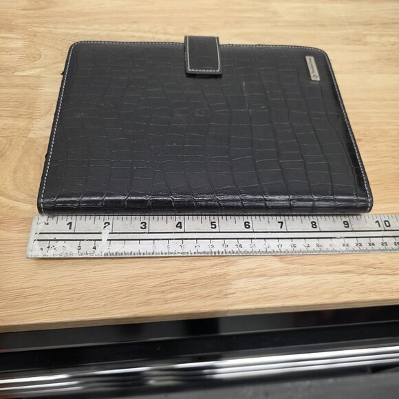 FRANKLIN COVEY Small Note Pad Folio Portfolio Black Faux Leather Crocodile Cover - Picture 9 of 10